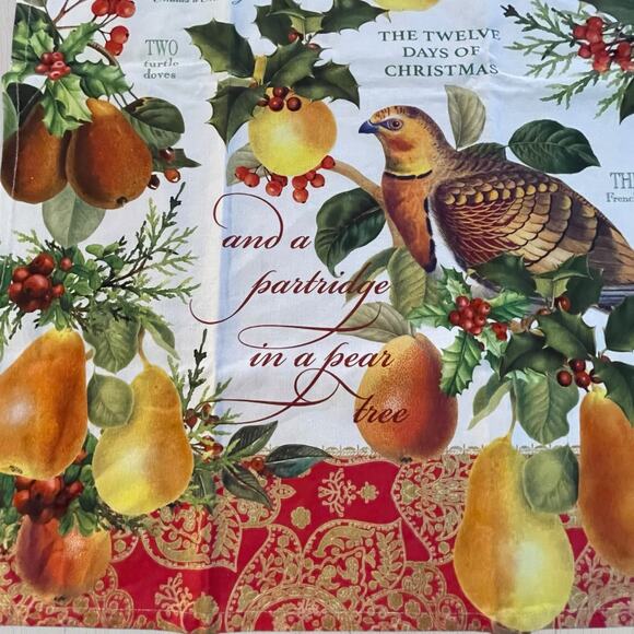 In a Pear Tree Kitchen Tea Towel Set of 2 Michel Designs 12 Days of Christmas - Picture 8 of 13